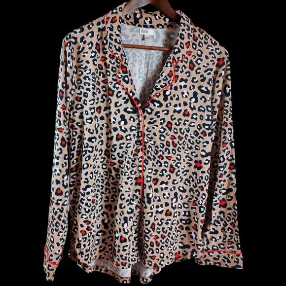 Nordstrom Rack Women Top Pants Cheetah Leopard 2pc Soft PJ's Sleepwear Set Sz L - Picture 10 of 10